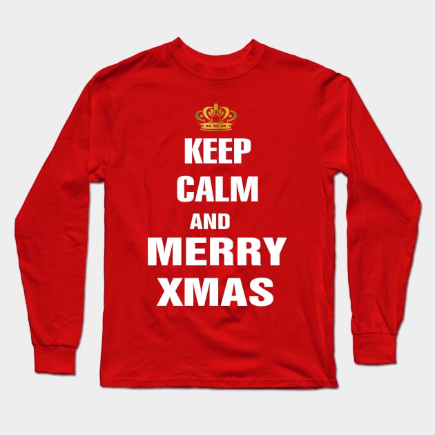 Keep Calm and Merry Xmas Long Sleeve T-Shirt by Mas Design